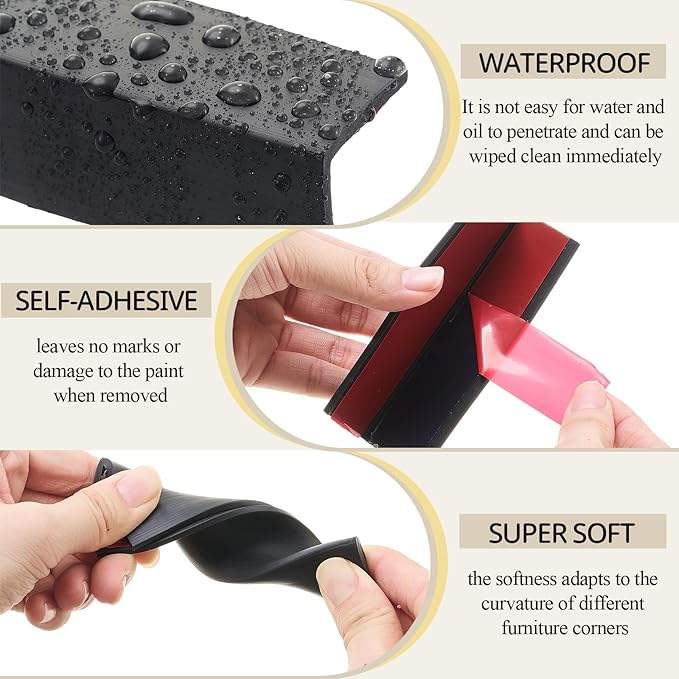 Pangda Baseboard Corners Blocks Self Adhesive Rubber Safety Corner Protectors Proofing Edge Guard Corner Cushion for Wall Furniture Edge(Black,8 Pcs)