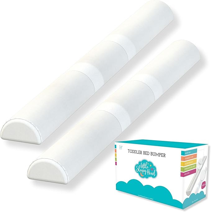 Toddler Bed Bumper Guard – Soft Foam Safety Bed Rail for Toddlers with Non-Slip Cover – Child Sleep Barrier for Twin, Full, Queen & King Mattress – Washable Kids Protection for Home or RV (2 Pack)