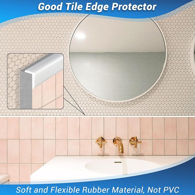 Protalwell Rubber L Edge Trim, Self-Adhesive, White, 10Ft
