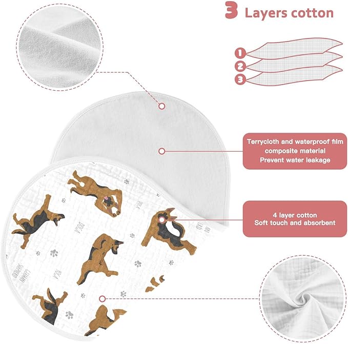 vvfelixl Burp Cloths Yoga Dogs German Shepherd for Baby Boy Girls Baby Washcloths Burp Rags 1 Pack