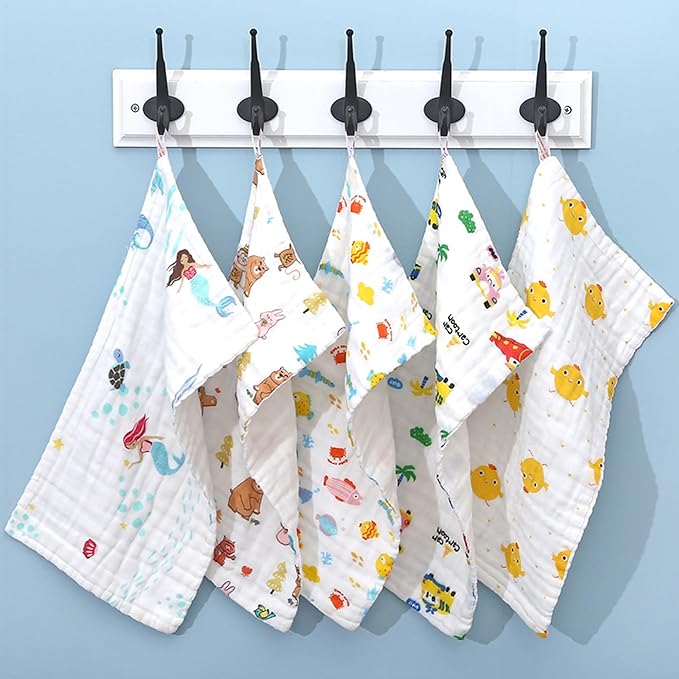 Yellow chick print Cotton square towel with 6 layers of gauze (19.7x9.8 inches), washable children's face towel, printed reusable drool towel, essential for newborns patterned burp cloths towels