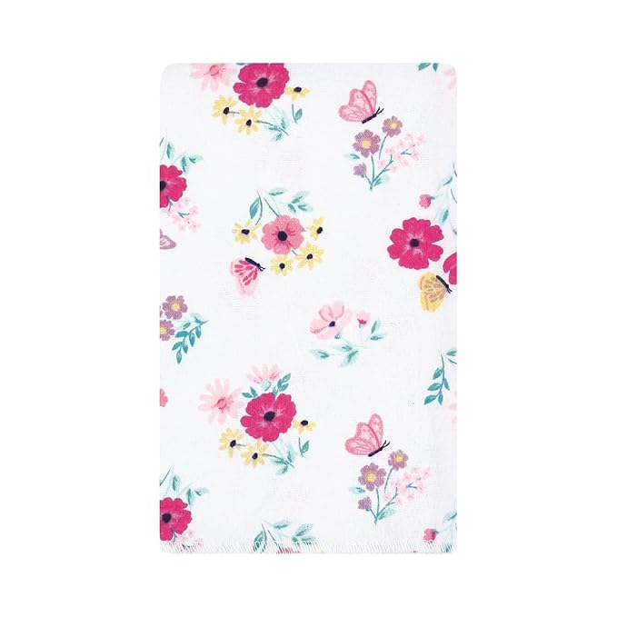 Hudson Baby Unisex Baby Cotton Flannel Burp Cloths, Butterfly Floral 10-Pack, One Size