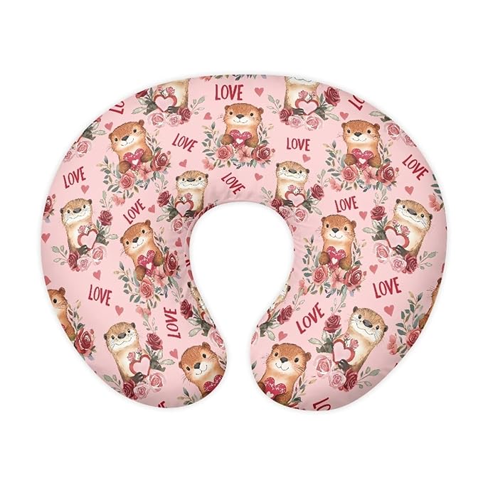 Jeiento Rose Flower and Otter Nursing Pillow Covers,Pillowcase Premium Quick-Dry Fabric Cover for Baby Girl and Boys Breastfeeding Pillowcase