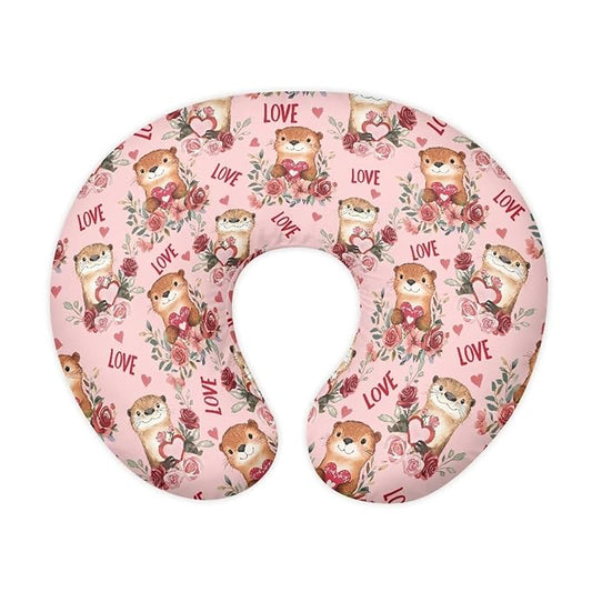 Jeiento Rose Flower and Otter Nursing Pillow Covers,Pillowcase Premium Quick-Dry Fabric Cover for Baby Girl and Boys Breastfeeding Pillowcase