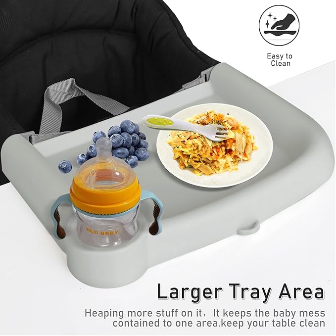 Baby Dining Tray Compatible with Inglesina Fast Table Chair Silicone Baby Feeding Tray for Clip-On Fast Table Chair Dishwasher Safe BPA Free Silicone Removable Dining Tray Accessory -Gray