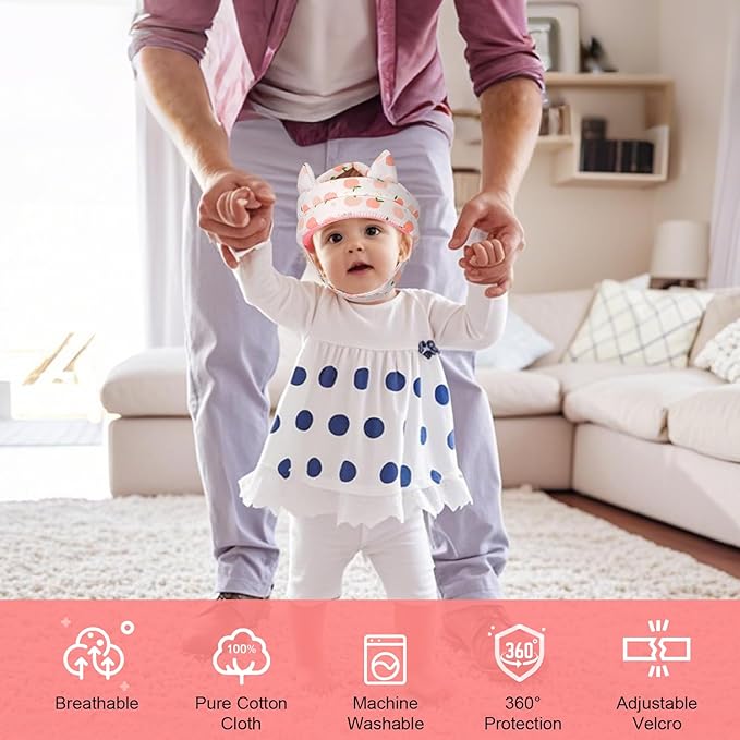 Accmor Baby Head Protector for Crawling Walking, Cute Baby Helmet Adjustable No Bumps and Soft Cushion, Infant Safety Cap Breathable Protective Headguard, Anti-Collision Toddler Helmets for 6m-24m Kid