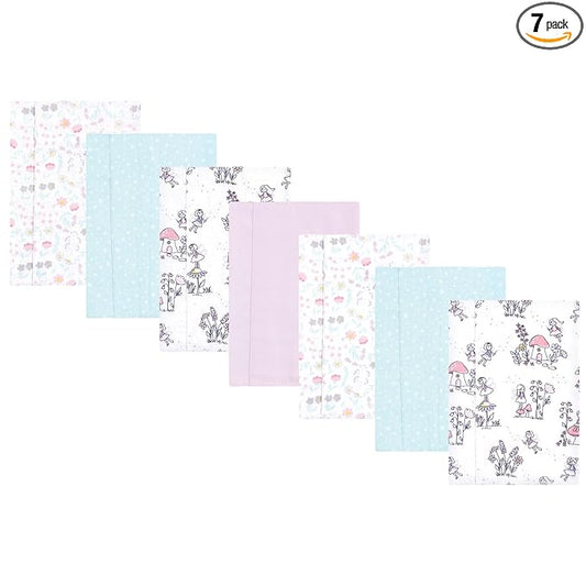 Hudson Baby Unisex Baby Flannel Burp Cloth 7pk, Garden Fairies, One Size
