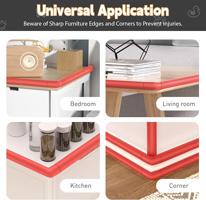 Thick Corner Edge Protector for Baby Proofing, 6.56Ft Furniture Edge Bumper with 10 L-Shaped & Soft Foam Corner Guards,Adhesive Baby proofing Bumper for Table, Small Toddler Bed (Red)