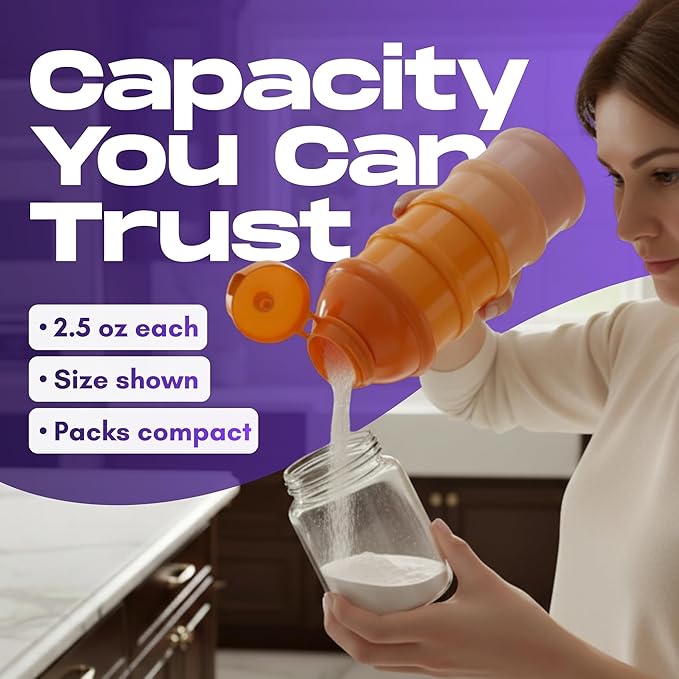 Mommy's Helper Baby Formula Dispenser On The Go, Stackable Travel Formula Container To Go, Non-Spill Pour Spout, 4-Compartment Powder Storage (Coastal Coral)