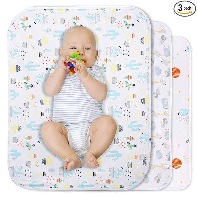 Baby Diaper Changing Pad Waterproof Portable Changing Pad 3 Pack Washable Mattress Pad Reusable Under Pads Changing Pad Liners for Travel 27.5 x 37.8 inches