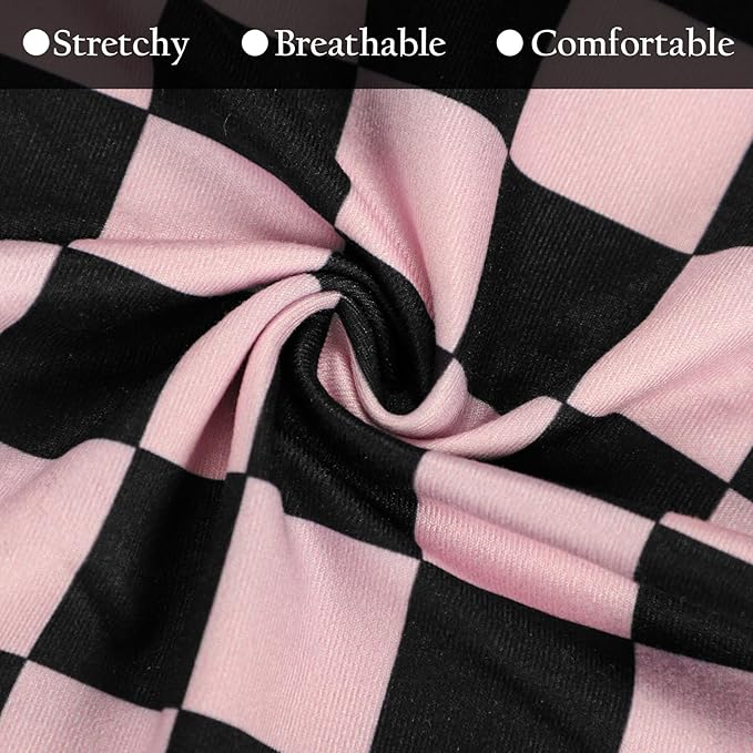 DILIMI Nursing Pillow Cover, Stretchy Removable Case for Breastfeeding Pillows, Ultra Soft Comfortable Slipcover for Baby Girl and Boy, Black Pink Checkered