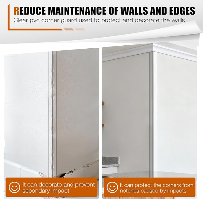 Magicheap 4 Pack Wall Corner Protector, Self Adhesive Corner Protectors for Walls, Easy to Install Edge Guard Strip for Furniture Cabinet Shelf Drywall Baseboard Desk, 17.7in x 1.18in, Clear