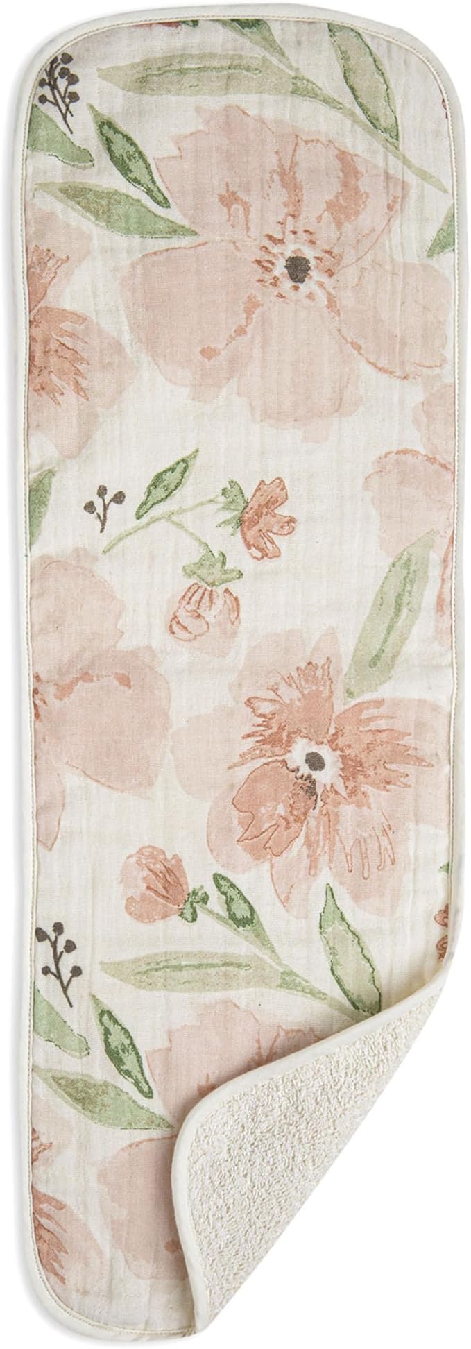 Crane Baby Muslin Baby Burp Cloths, Lightweight Absorbent Burp Cloth, Pink Floral, Set of 3, 7” x 20”, Newborn Baby Essentials, Burp Cloths Baby Boy, Burp Cloths Baby Girl, Baby Newborn Essentials