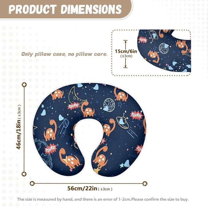 Dinosaur Printed Nursing Pillow Cover Slipcover for Breastfeeding Pillows, Soft and Comfortable Fit On Standard Infant Nursing Pillows Quick-Dry Fabric