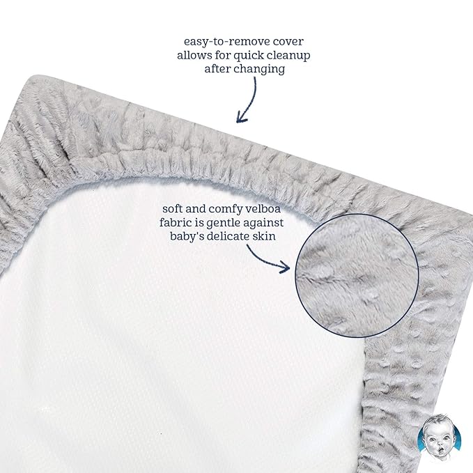 Gerber Baby Boys Girls Neutral Newborn Infant Baby Toddler Nursery Changing Pad Cover, Dotted Gray, 16" x 32"