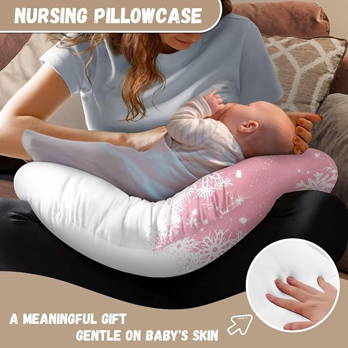 Christmas Axolotl Breastfeeding Pillow Cover Boys Girls Lightweight Skin-Friendly Fabric Newborn Nursing Pillow Case with Hidden Zipper Replacement Pillow Cover
