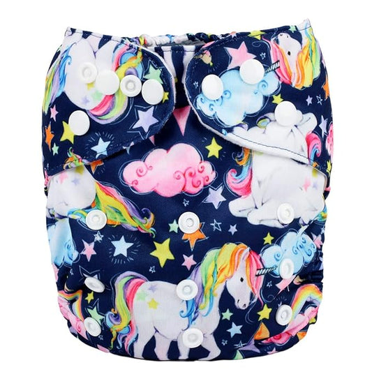 Baby Pocket Diaper Nappy Reusable Washable 8lbs to 36lbs (Star Horse)