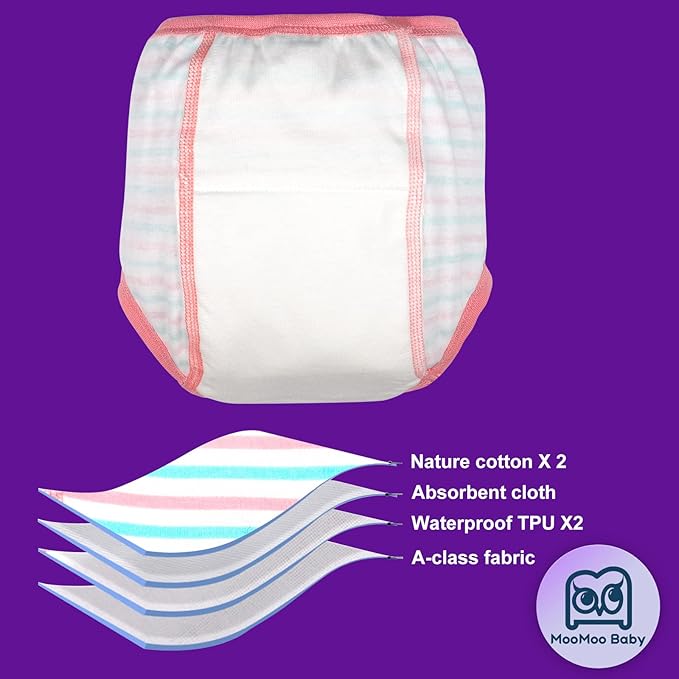 MooMoo Baby Training Underwear for Boys and Girls Absorbent Toddler Training Pants for Girs 2T-7T