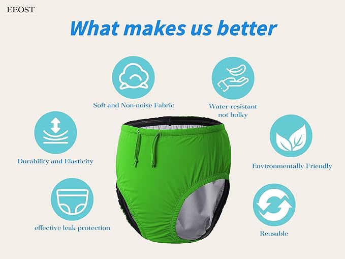 Youth Special Needs Reusable Swim Diapers Swimwear for Incontinence Cloth Diaper Covers Waterproof,Leakproof, Unisex (Lime Green, 5-6T)