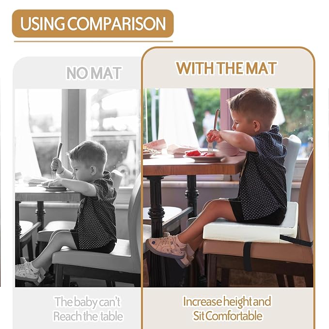 Wenqik 2 Pcs Toddler Booster Seat for Kitchen Chair Dining Table, Booster Cushion for Kids Child Baby with 2 Adjustable Strap Buckle, Portable Travel