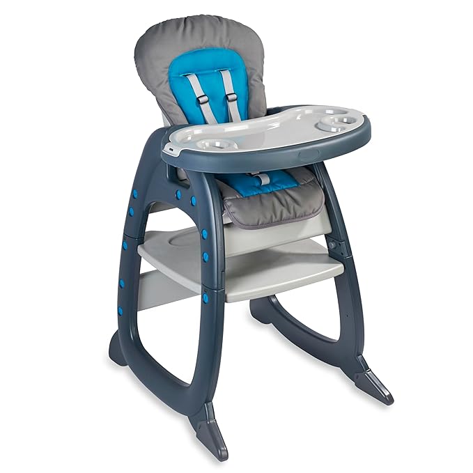 Badger Basket Envee II Convertible Baby High Chair with Infant Feeding Seat, Booster Seat, and Toddler Desk with Chair - Charcoal/Teal