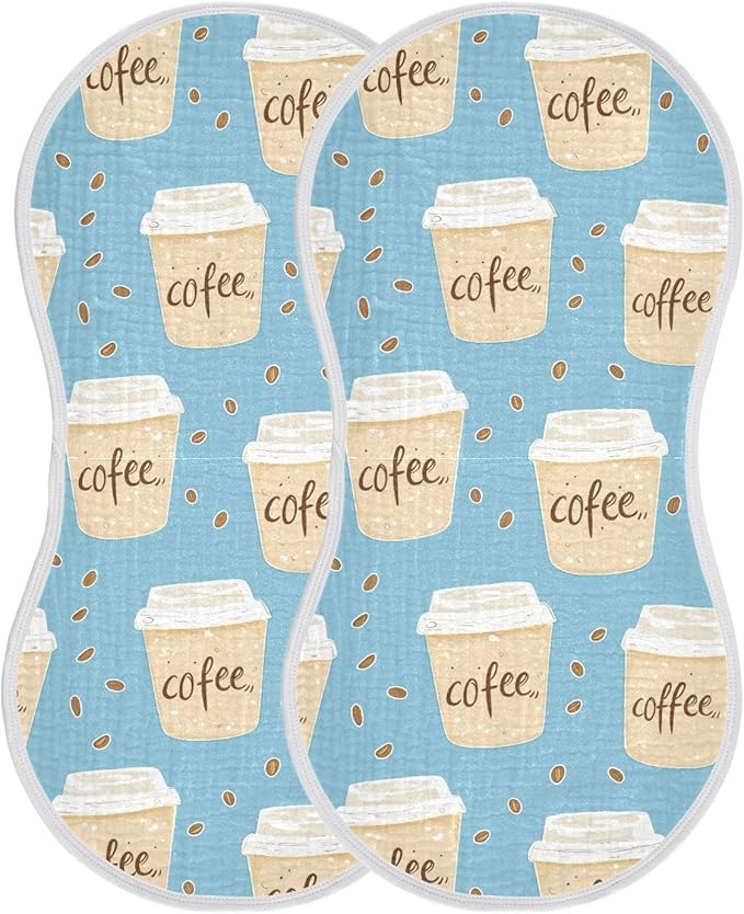 vvfelixl Coffee Cup Burp Cloths for Baby Boy Girls Baby Washcloths Burp Rags 1 Pack