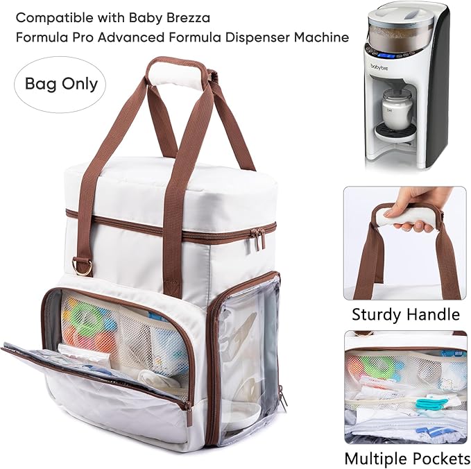 SFYBYHEART Carrying Case Compatible with Baby Brezza Formula Pro Advanced Formula Dispenser Machine Carrying Bag - Baby Formula Mixer Travel Bag with Pockets for Baby Essential, Pumps, Baby Bottles