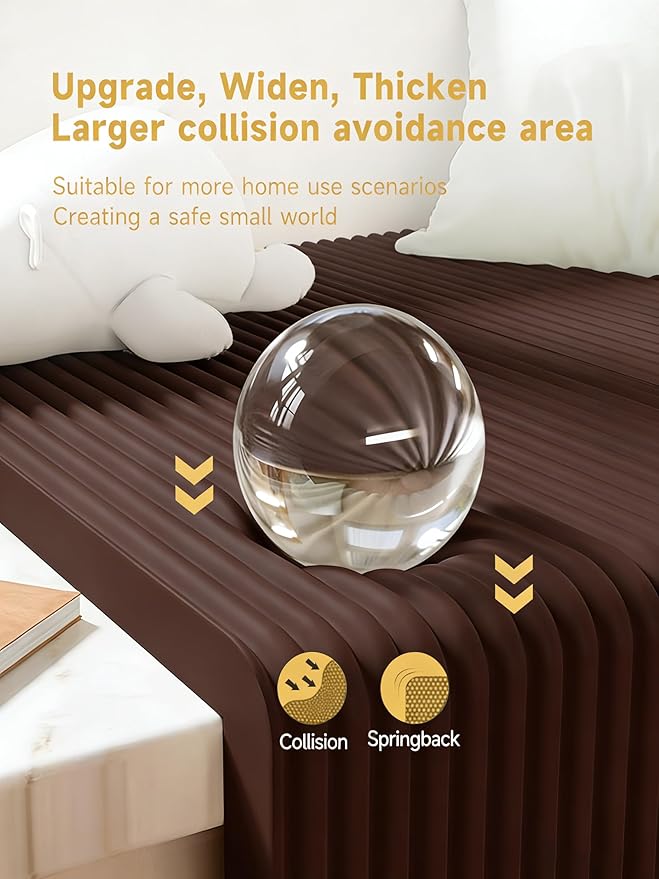 11.8''W Extra-Wide Edge Protector, 6.56FT 0.47''Th Baby Proofing Corner Guards, Safety Furniture Bumper, Pre-Taped, Thick Soft Rubber Foam Padding for Fireplace Table Stair Cabinet (Dark Coffee)
