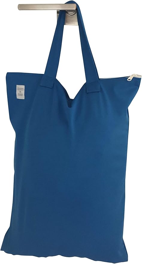 MOM & BAB Wet Bags for Baby | Travel | Cloth Diapers | Swimsuits and Towel | Wet Dry Bag for Breast Pump Parts, Gym, Yoga | Water & Odor Resistant (Blue&Gray)