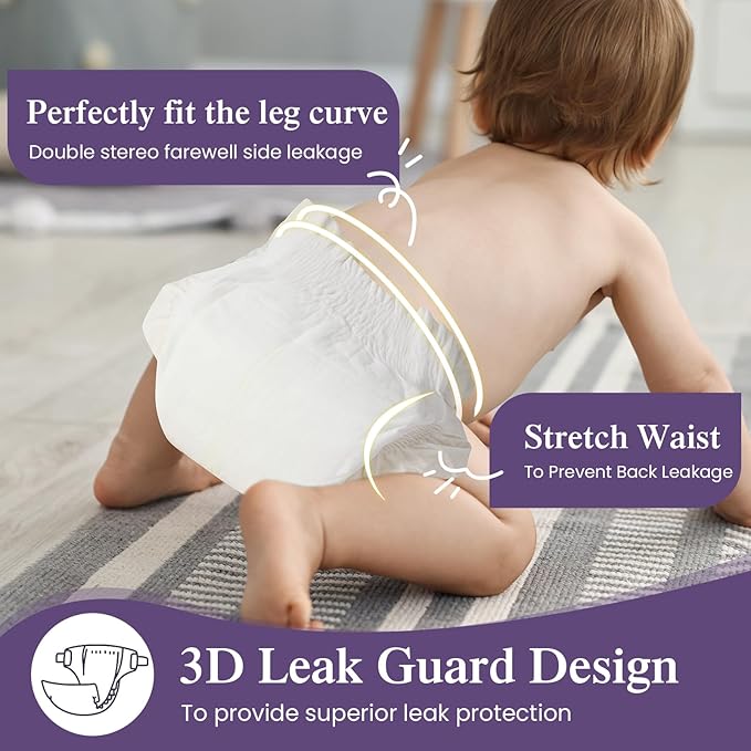 Baby Diapers, DRYPER Disposable Diaper Newborn Size 3 Diapers (13-24 lbs), 3D Leak Guards & Wetness Indicator, Ultra-Soft & Thin, Fast Water Absorption Nappies,150 Count