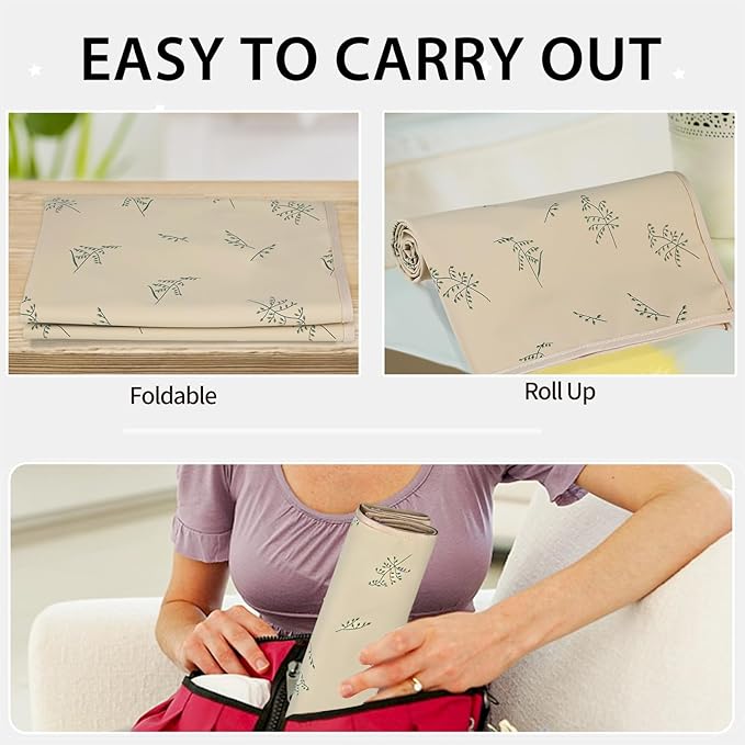 Vegan Leather Baby Changing Mat - Wipeable Portable Changing Pad, Foldable Travel Changing Mat for Baby, Newborns Toddlers Shower Gifts (Ear of Wheat,20"*28")