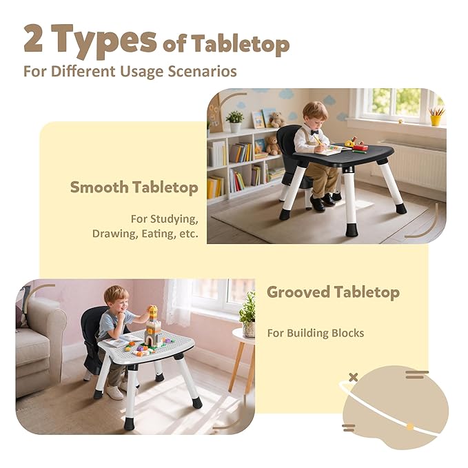 TODEFULL Baby High Chair, 8 in 1 Convertible Highchairs for Babies and Toddlers, Children Dining Booster Seat/Kids Building Block Table for Girls Boys, Baby Seat with Removable Tray, Black