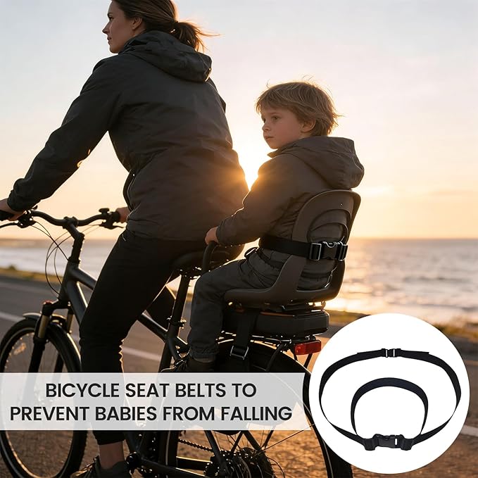 Electric Bike Child Safety Harness, Adjustable Safety Strap, and Motorcycle Child Safety Belt - Suitable for All Types of Bikes, Tricycles, and Motorcycles (Double-Loop)