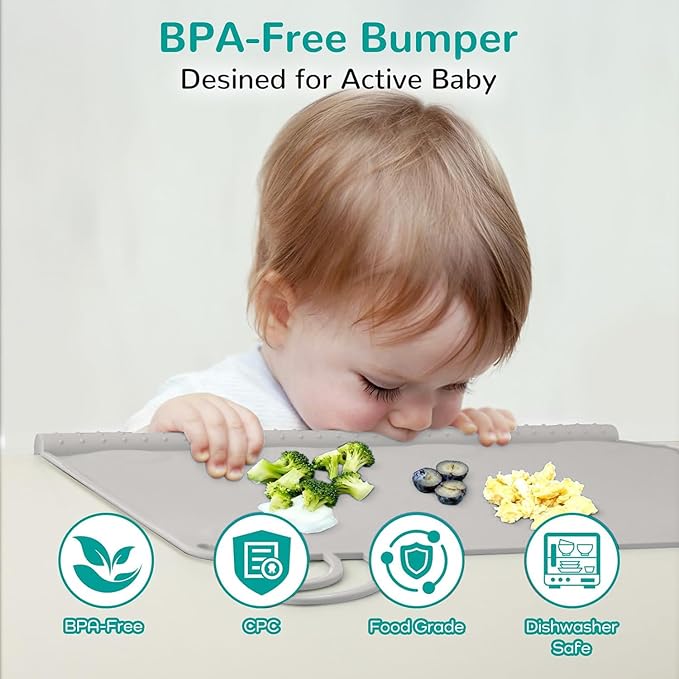Silicone Placemat for Baby Eating: Dishwasher Safe & Non-Slip for Dining Table - Table Mat for Baby 8-18 Months