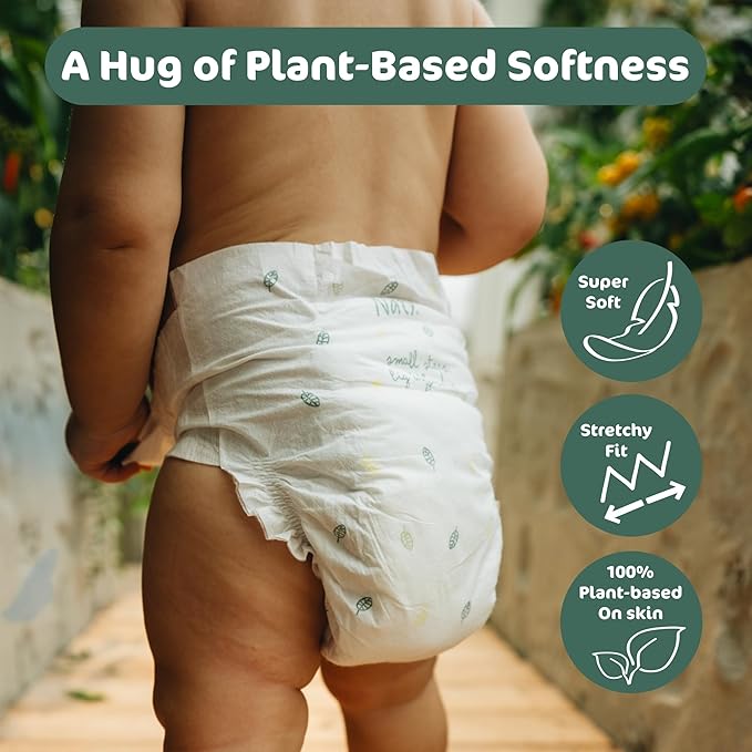Naty BioEmbrace Baby Diapers | Sensitive Skin Safe Certified | Leak Protection up to 100% | Plant-Based Softness, Premium Comfort | Chlorine-Free | Size 5 (24–55 lbs), 80 Count
