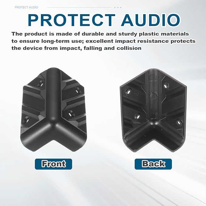 MECCANIXITY 16 Pcs Speaker Cabinet Corners Protector 48x48x80mm Plastic Stackable Guard Wrap Angle Case Edge Box Protection with 64 Pcs Installation Screw for Stage DJ Audio Sound Case