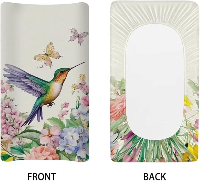 Bird Butterfly Changing Pad Cover for Baby Stretchy Changing Table Cover Breathable Diaper Changing Mat Cover Fit 32"x16" Contoured Pad