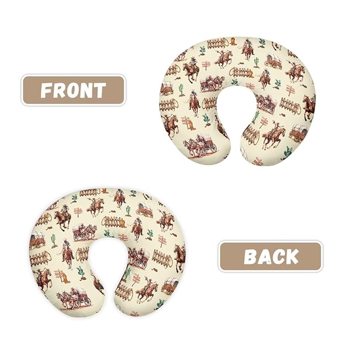 Western Cowboy Horse Nursing Pillow Cover for Boy Girl Breastfeeding Pillow Slipcovers Stretchable Newborn U-Shaped Breastfeeding Pillowcase Cushion Covers