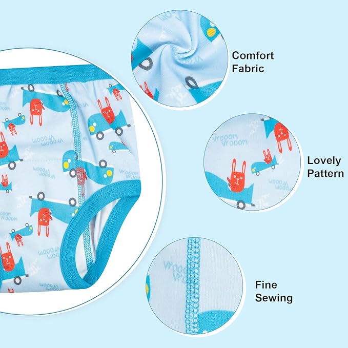 MooMoo Baby Potty Training Pants 6 Packs Absorbent Training Underwear for Boys and Girls Cotton Pee Pants 2T-9T