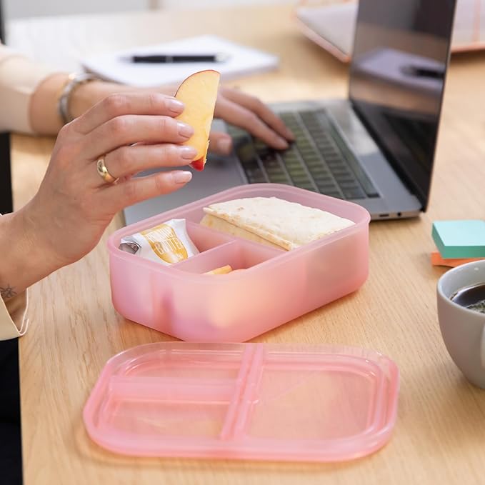 Bumkins Snack Bags and Snack/Lunch Bento Box 3 Compartment Container, Cowgirl Boots and Pink