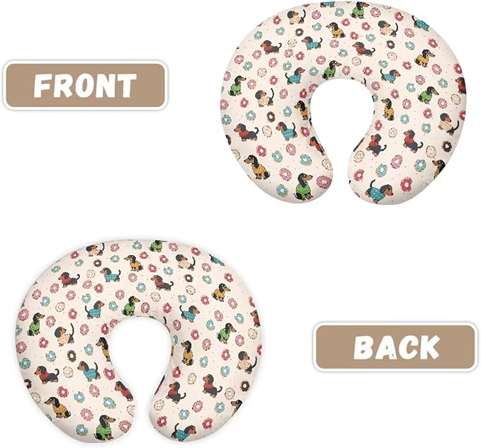 Cartoon Nursing Pillow Cover for Newborn Dachshund Print U-Shaped Nursing Slipcover Breastfeeding Pillow Case