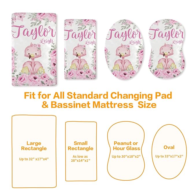 Custom Changing Pad Cover Set - Jersey Knit Comfy CozyUltra Soft Unisex Diaper Changing Table Covers with Personalized Name for Baby Boys Girls - Waterproof Ultra Soft 4 Pcs Set Style18