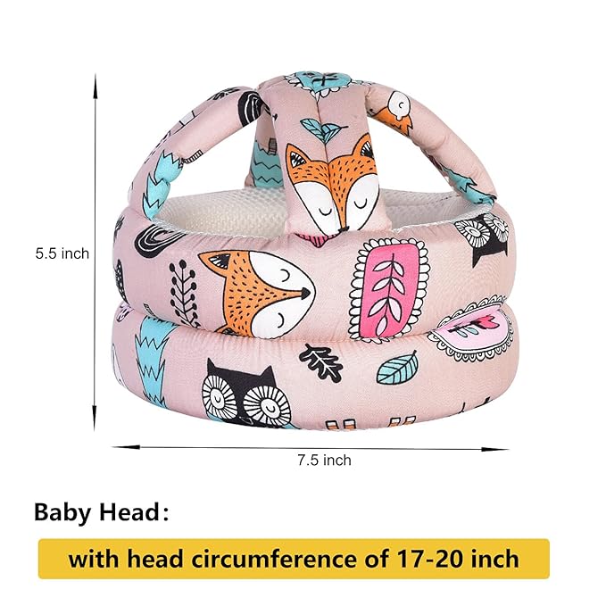 Baby Adjustable Helmet, Lightweight and Soft, Great for Baby Learning to Walk and Crawl. Forest,Pink