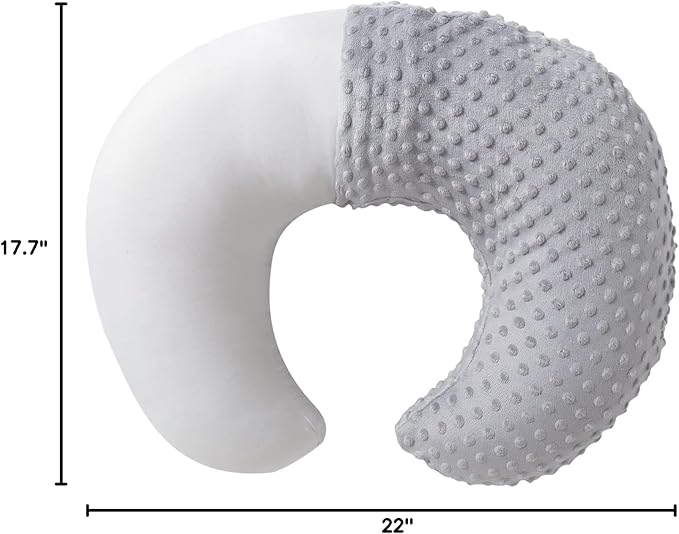 Nursing Pillow and Positioner with Cover for Breastfeeding and Bottle Feeding, Propping Baby, Tummy Time, Baby Sitting Support, Awake-Time Support (Grey, 22" x 17.7" x 5.9")