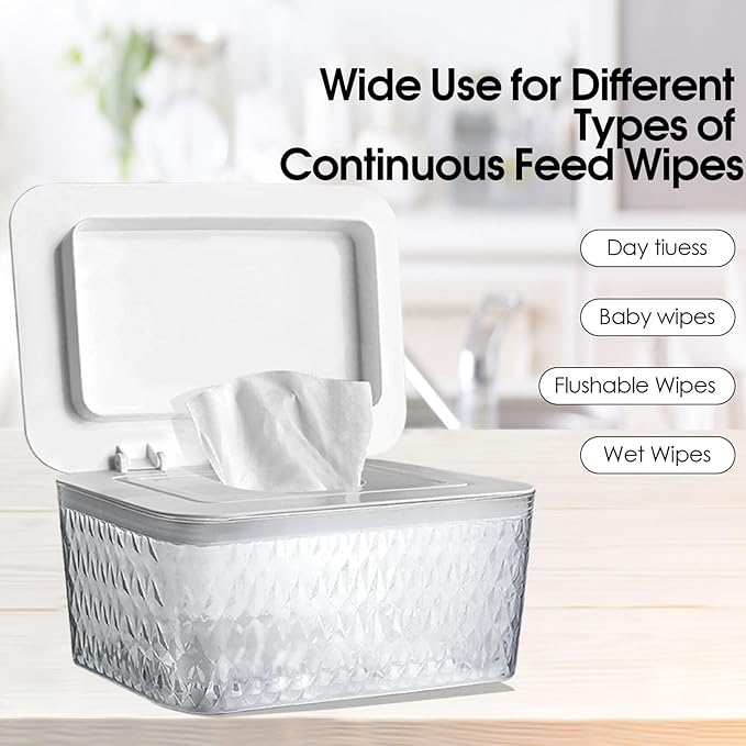 Baby Wipes Dispenser Wipe Holder - Larger Capacity Wet Wipe Dispenser Box Wipes Container for Bathroom Keep Wipes Moist and Fresh