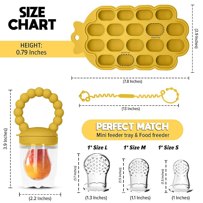 O’doe Silicone Baby Popsicle Molds & 2 Baby Food Feeders with 1 Clip, 1-Pack Freezer Tray with Lid, 18-Hole Popsicle Molds for Teething Relief, Includes 6 Extra Pacifiers, BPA Free