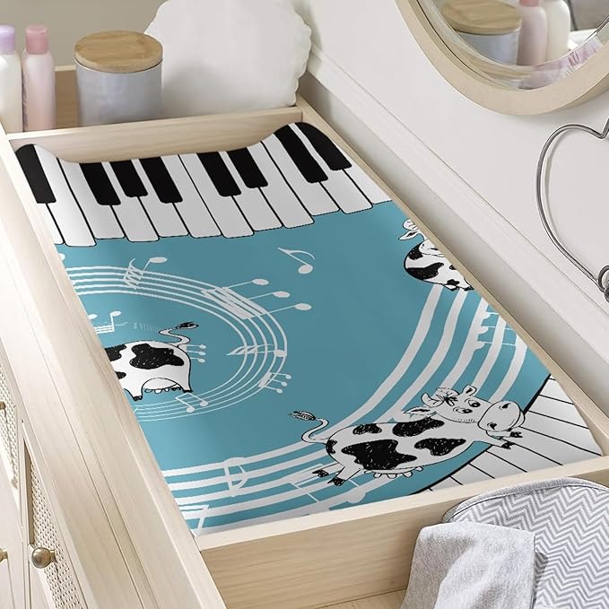 Changing Pad Cover - Music Milk Cow Soft and Stretchy Diaper Change Table Pad Covers