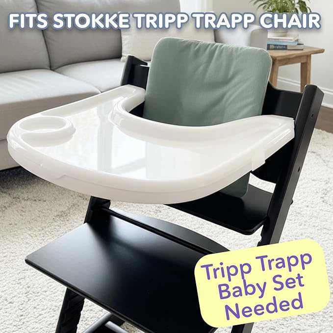 Replacement Tray & Cover for Stokke Tripp Trapp Highchair | Combo of Matte White Tray + Clear Cover for Easy Cleaning & Strong Suction