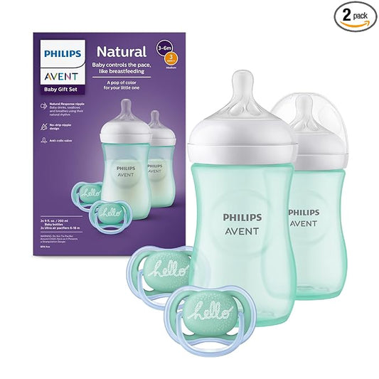 Philips AVENT Natural Baby Bottle with Natural Response Nipple, Teal Baby Gift Set, SCD837/02