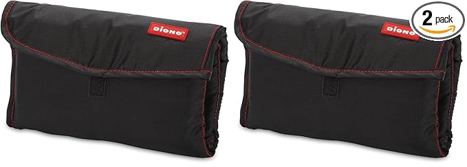 Diono Change 'n Go Baby Diaper Changing Mat, Portable, Lightweight Travel Diaper Station Kit with Waterproof Cushioned Pad, Black (Pack of 2)